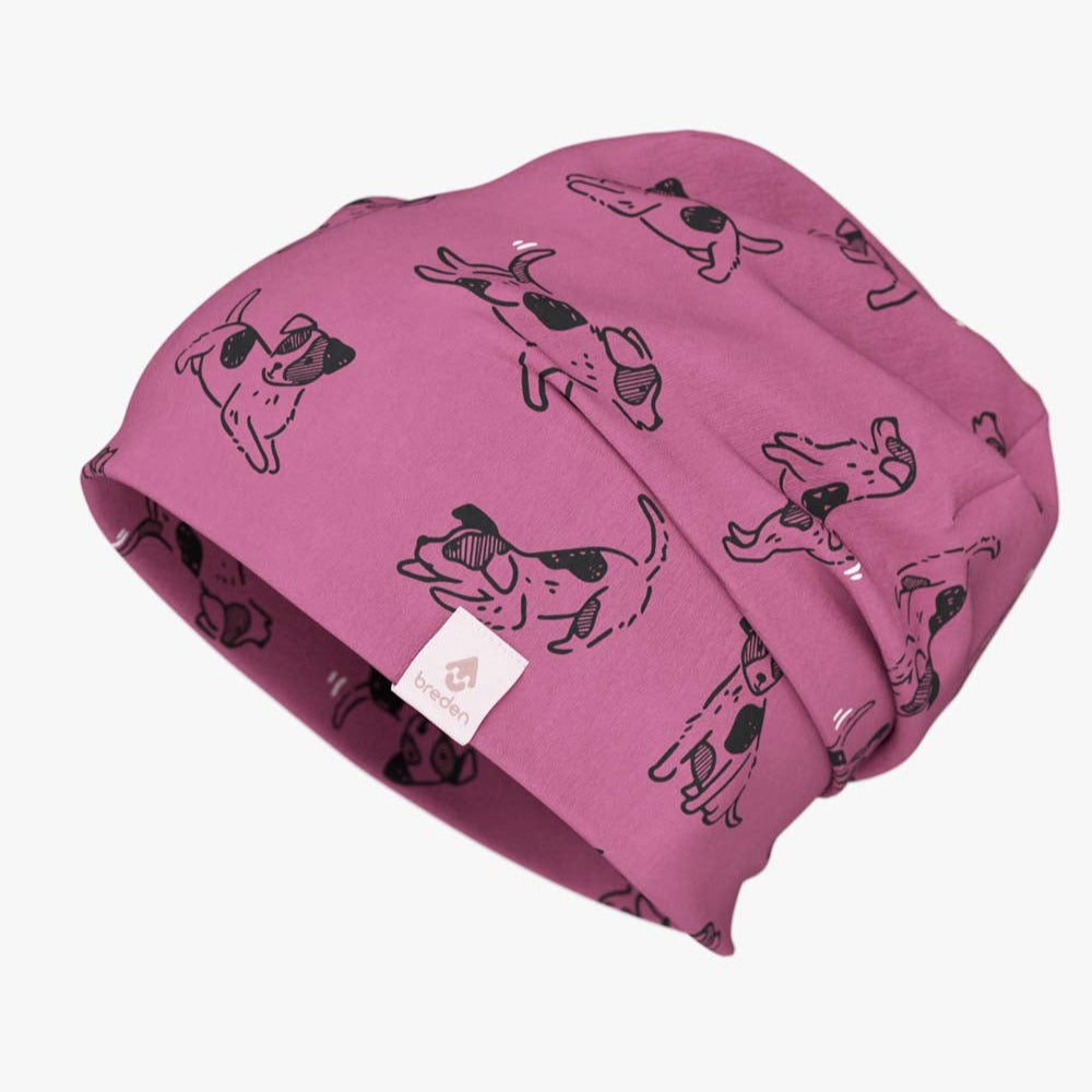 Cotton Beanie Hat With Folds DARGO - Pink Dogs