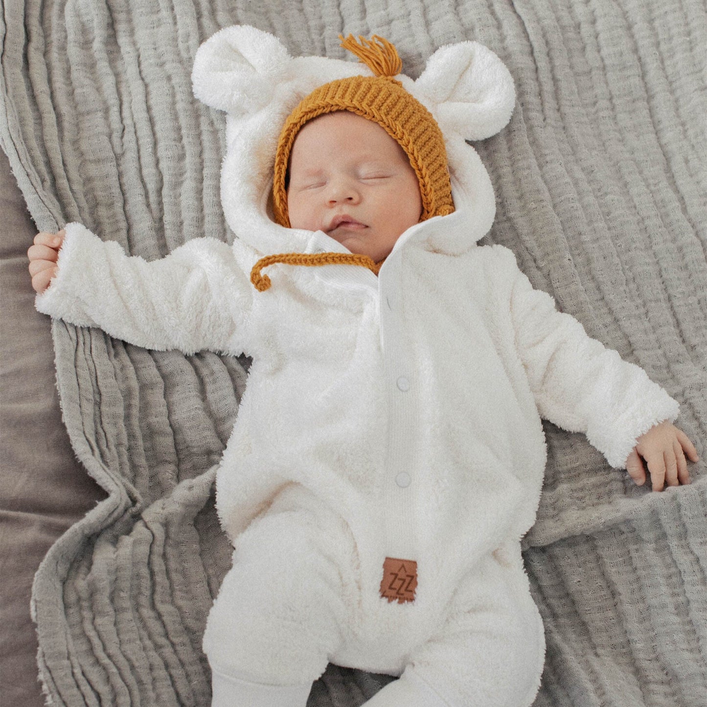 Eared Jumpsuit for Babies and Kids - Fuzzy Ecru