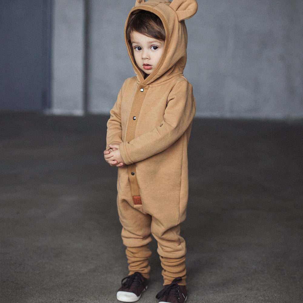 Eared Jumpsuit for Babies and Kids - Mustard