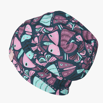 Cotton Beanie Hat With Folds DARGO - Butterflies 