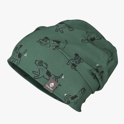 Cotton Beanie Hat With Folds DARGO - Green Dogs