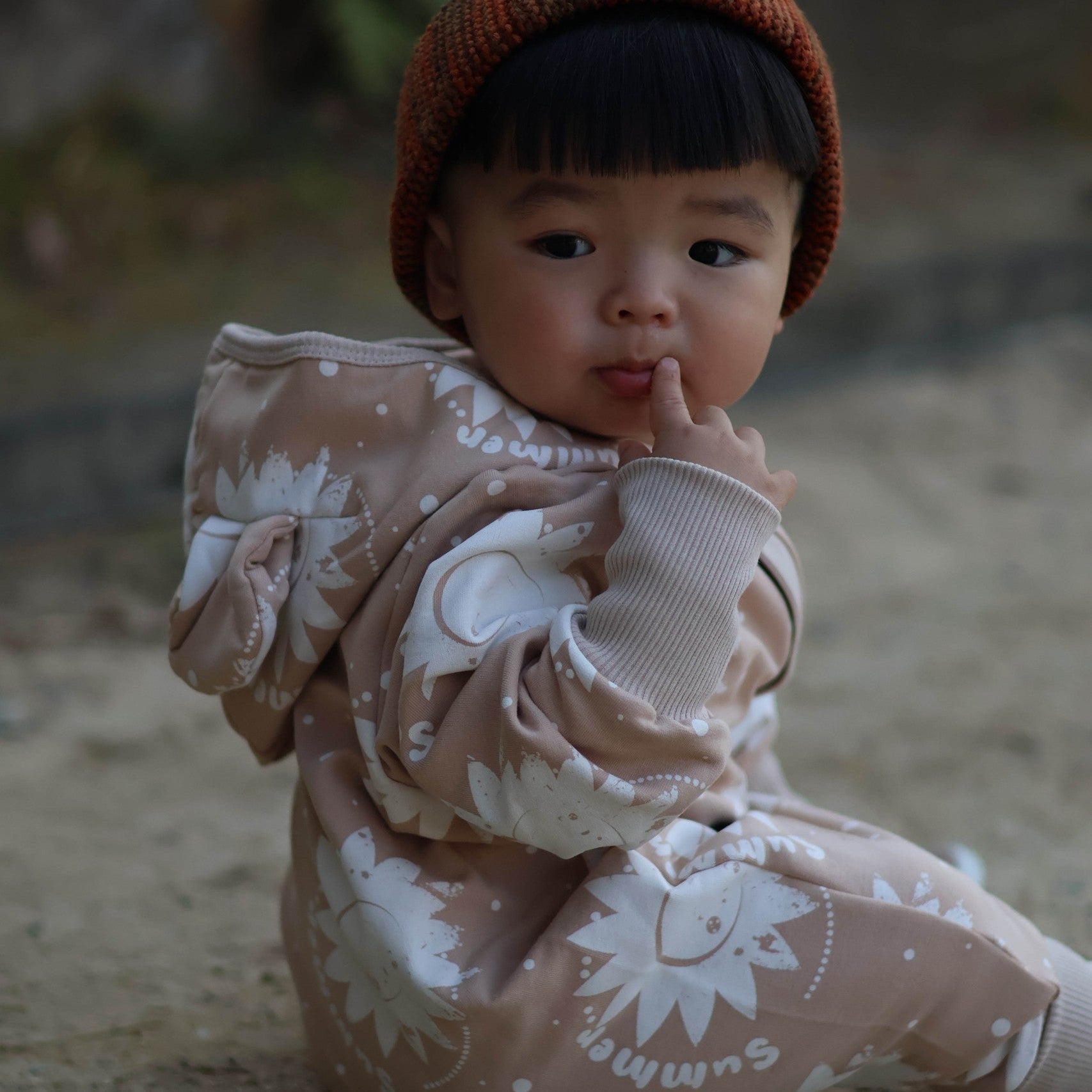 Eared Jumpsuit for Babies and Kids - Beige Suns