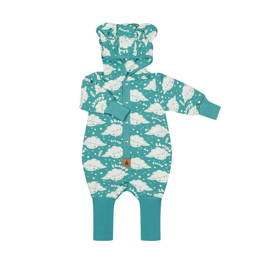 Eared Jumpsuit for Babies and Kids - Mint Sheep