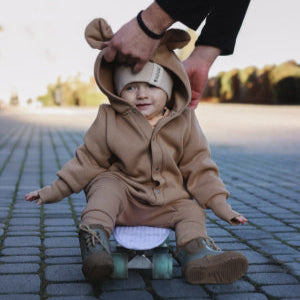 Eared Jumpsuit for Babies and Kids - Cacao