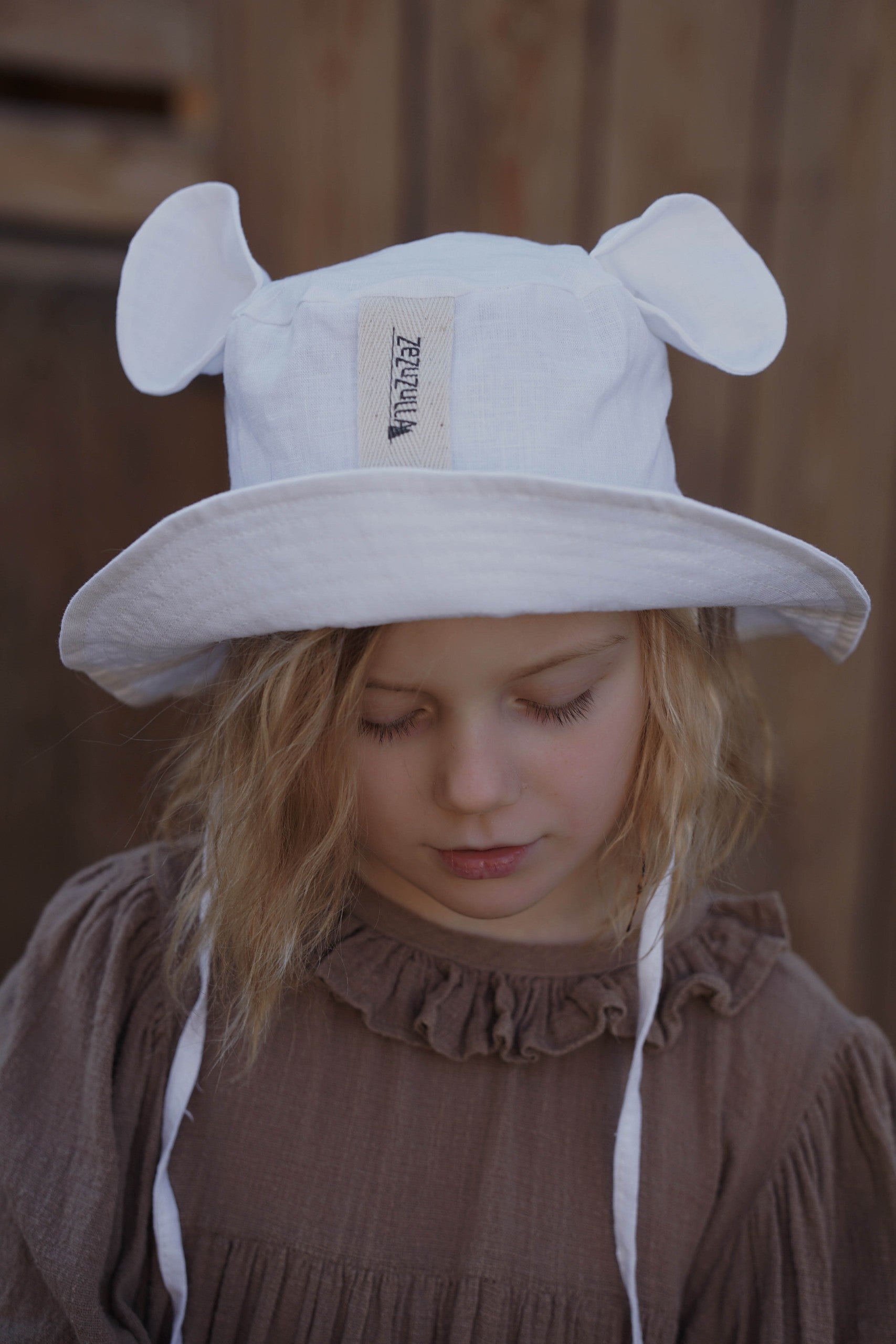 Kids Hat with Ears - White