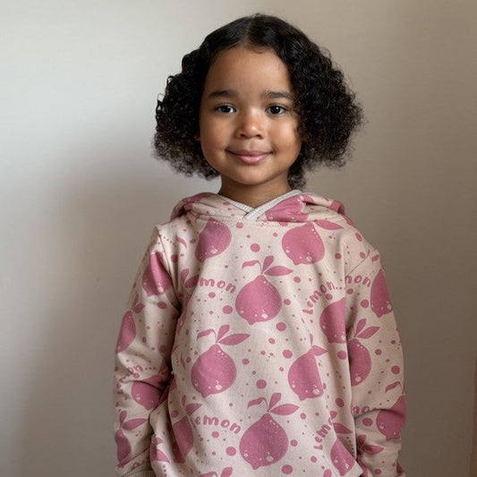 Kids Hoodie with Ears - Beige Lemons