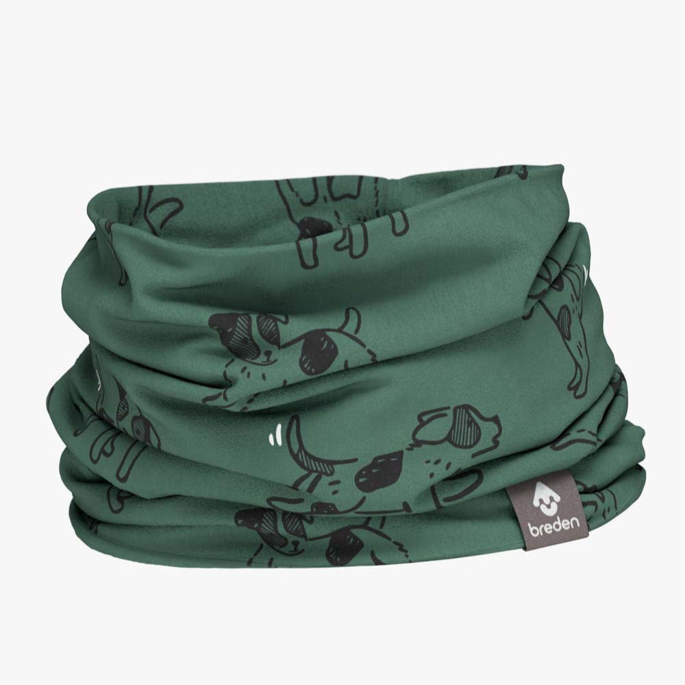 Kids Neck Tube For Autumn And Spring TOBIAS - Green Dogs