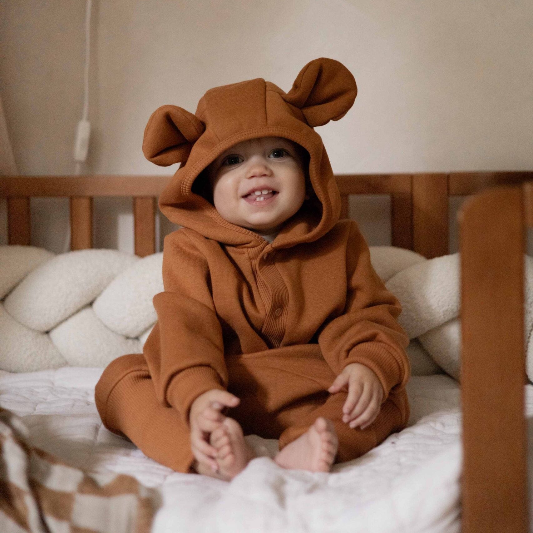 Eared Jumpsuit for Babies and Kids - Cinnamon