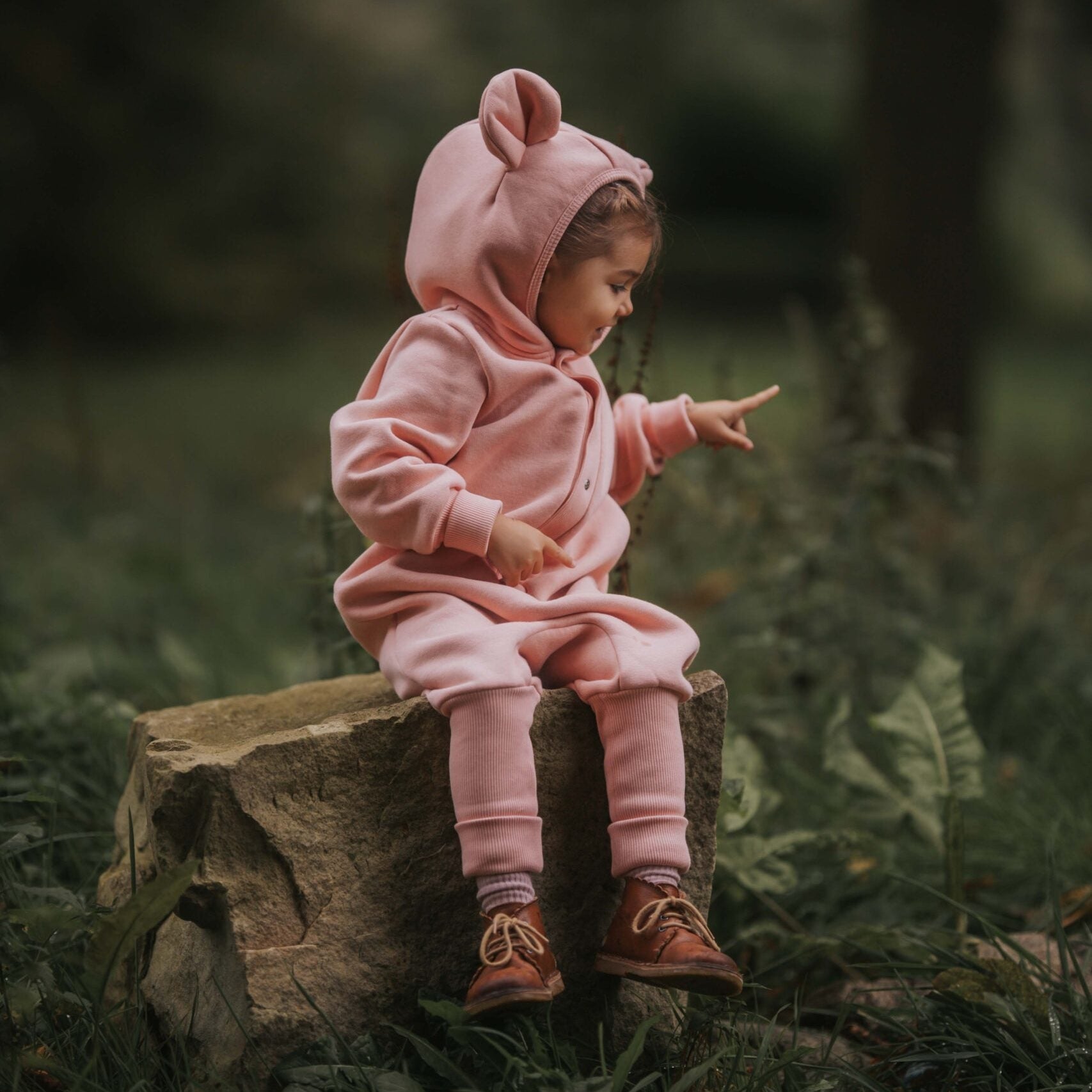 Eared Jumpsuit for Babies and Kids - Peach