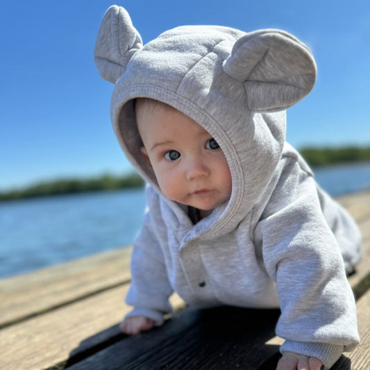 Eared Jumpsuit for Babies and Kids - Melange Grey