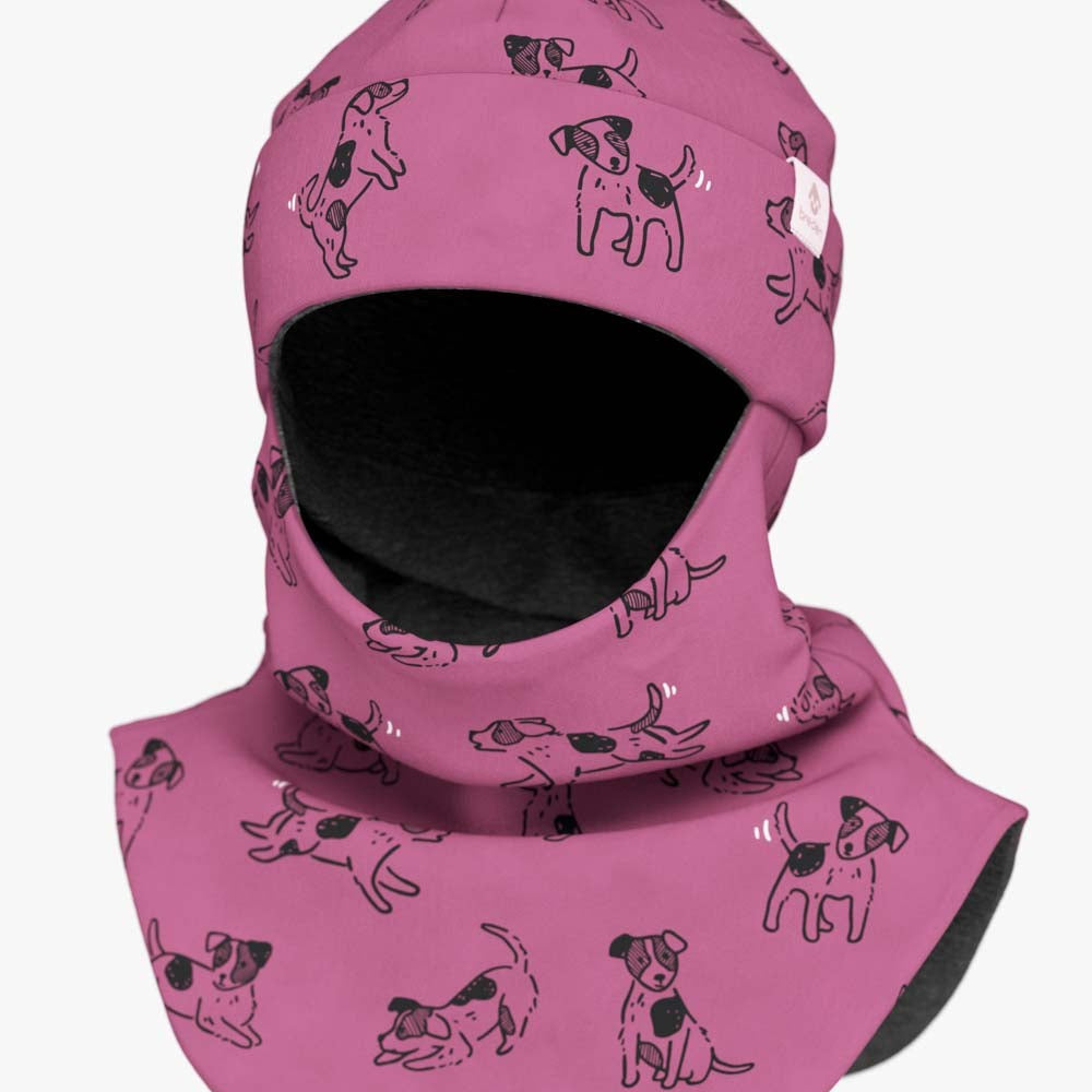 Merino Balaclava For Kids BREM - Pink Dogs